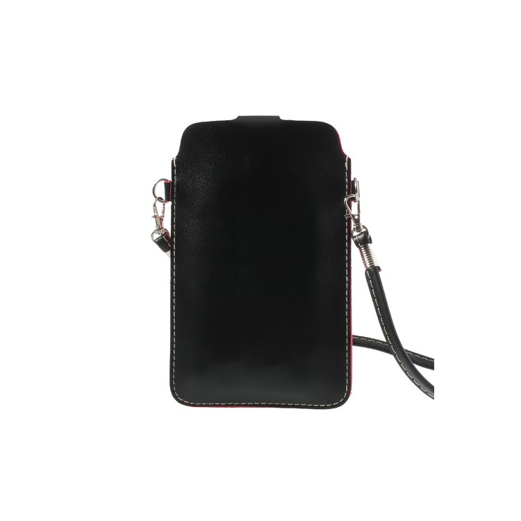 Black Universal Leather Bag Case w/ Shoulder Strap for Samsung Sony Xperia HTC LG Etc, Size: 18 x 11cm-3
