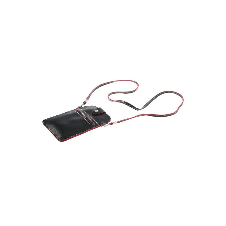 Black Universal Leather Bag Case w/ Shoulder Strap for Samsung Sony Xperia HTC LG Etc, Size: 18 x 11cm-4
