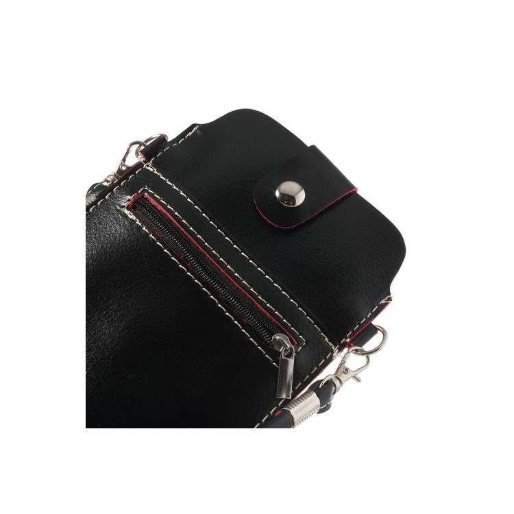 Black Universal Leather Bag Case w/ Shoulder Strap for Samsung Sony Xperia HTC LG Etc, Size: 18 x 11cm-5
