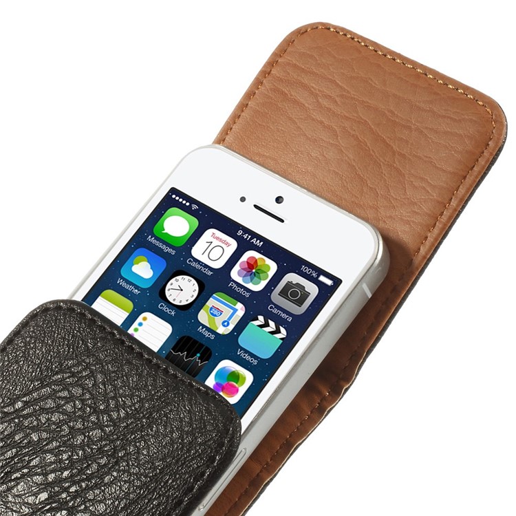 Elephant Skin Leather Magnetic Belt Pouch Bag for iPhone 4 4s Nokia Lumia 520, Size: 12 x 6.4 x 1.6cm - Black-5