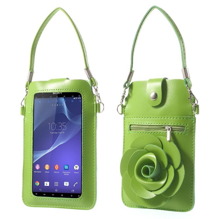 green big flower leather bag with touchable screen for iphone 6s 6 screen size s4