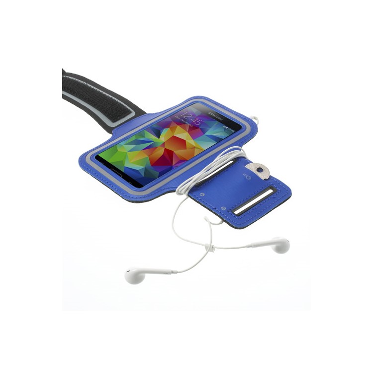 Running Jogging Sports Gym Armband Pouch Case for Samsung Galaxy S5 G900 - Dark Blue-4