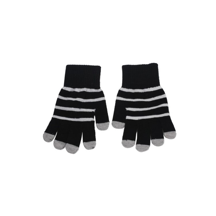 Unisex Warm Knit Capacitive Touch Screen Gloves Horizontal Stripe for iPhone iPad iPod Samsung i9300 Galaxy S3 - Black-2