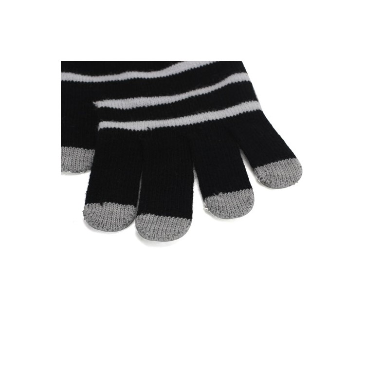 Unisex Warm Knit Capacitive Touch Screen Gloves Horizontal Stripe for iPhone iPad iPod Samsung i9300 Galaxy S3 - Black-3