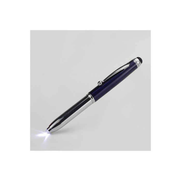 3 in 1 Stylus Touch Pen w/ Ballpoint Pen LED Flashlight for iPhone iPad iPod Samsung HTC LG Nokia - Dark Blue-2