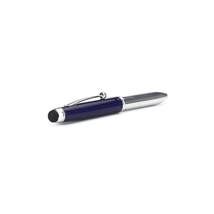 3 in 1 Stylus Touch Pen w/ Ballpoint Pen LED Flashlight for iPhone iPad iPod Samsung HTC LG Nokia - Dark Blue-3