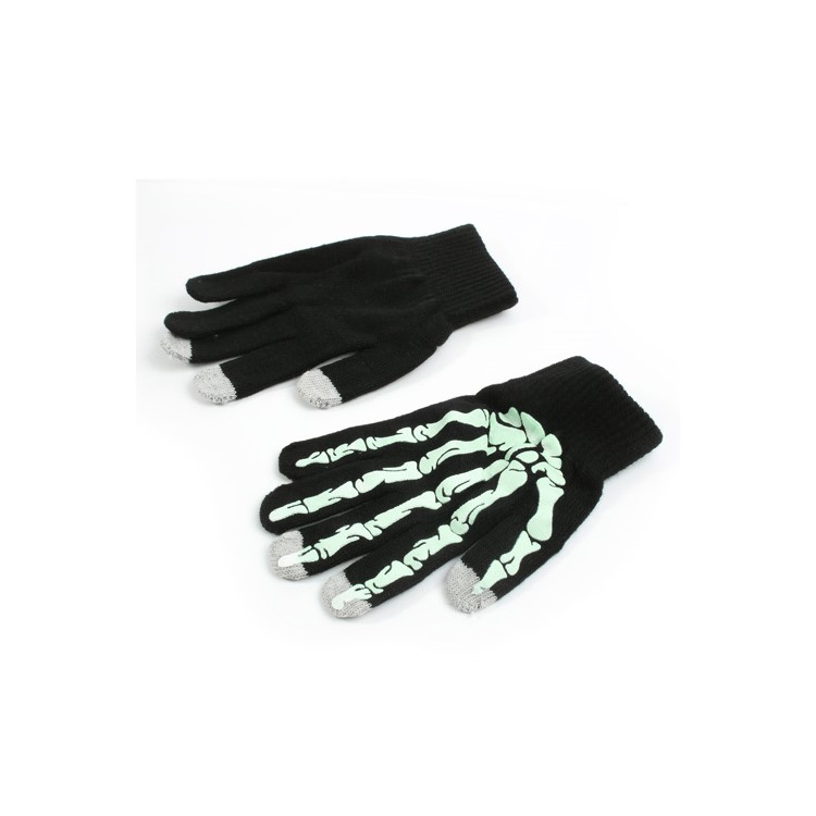 Skeleton Unisex Capacitive Touch Screen Knit Warm Gloves for iPhone iPad iPod Samsung HTC - Black / Green-2