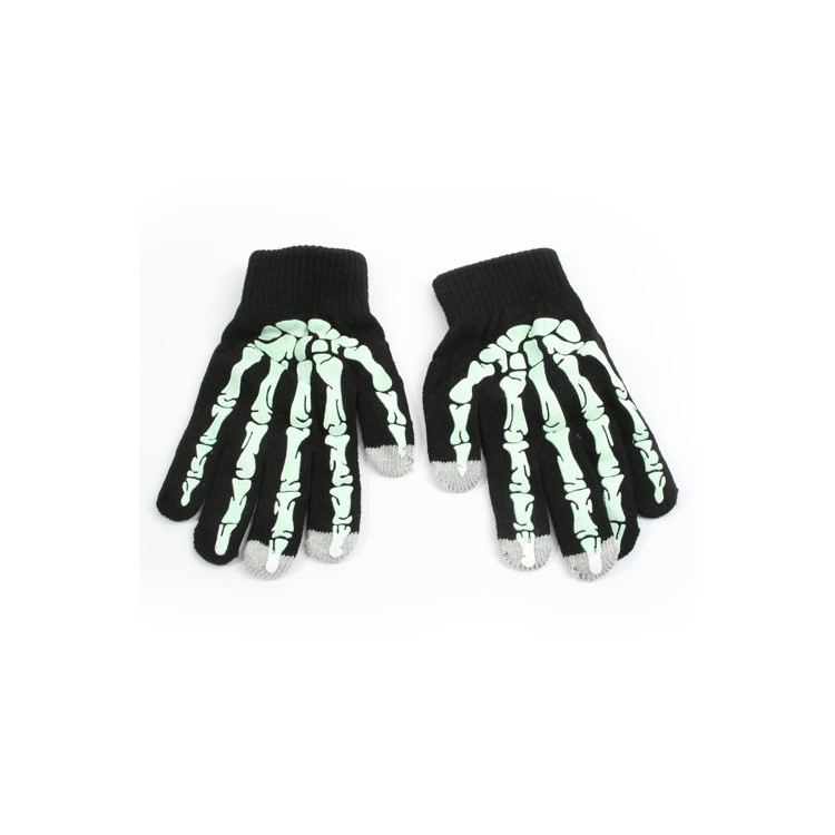 Skeleton Unisex Capacitive Touch Screen Knit Warm Gloves for iPhone iPad iPod Samsung HTC - Black / Green-3