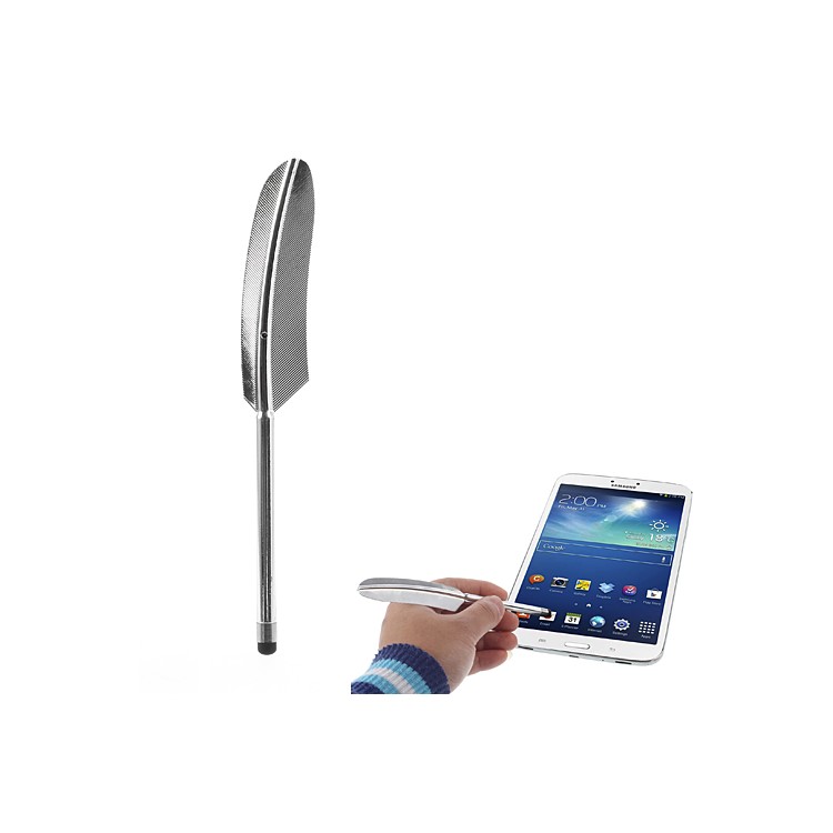 Silver Retro Quill Style Feather Capacitive Screen Stylus Touch Pen for iPhone iPad Samsung Sony Nokia-1