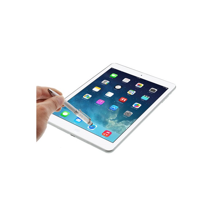 White Bling Flowing Crystal Capacitive Touch Stylus & Ballpoint Pen for iPhone iPad Samsung LG Huawei-3