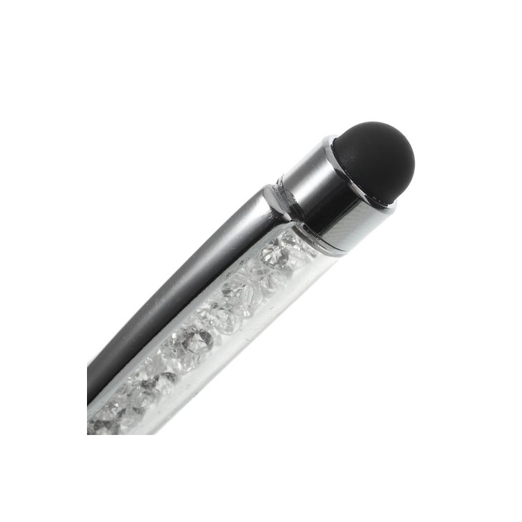 White Bling Flowing Crystal Capacitive Touch Stylus & Ballpoint Pen for iPhone iPad Samsung LG Huawei-6