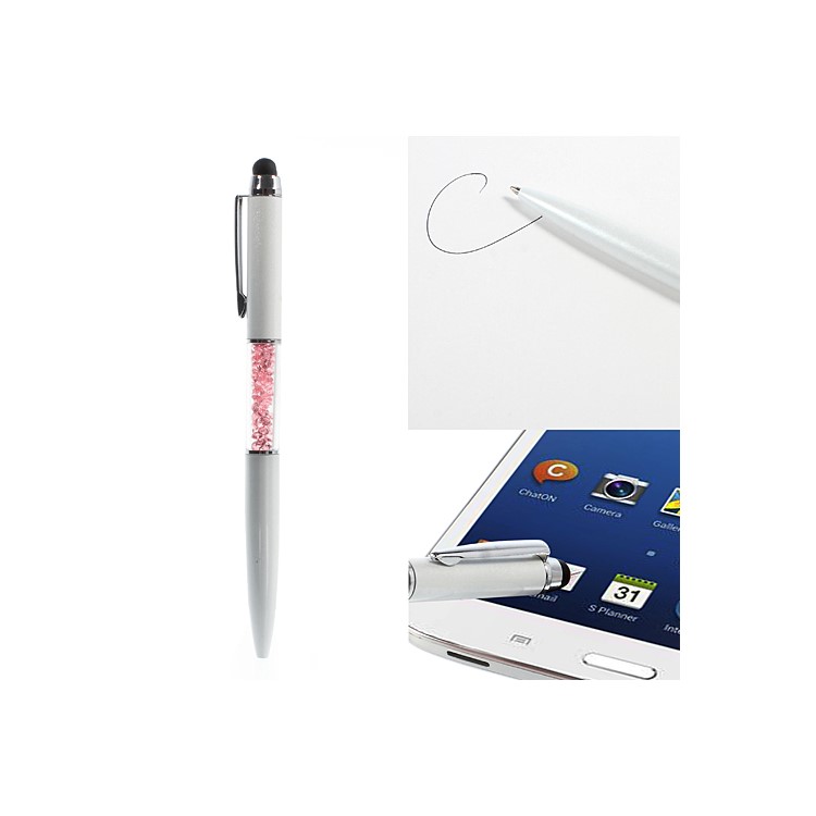 Pink Crystal Rhinestone 2 in 1 Ballpoint Pen & Stylus Touch Pen for iPhone iPad Samsung HTC LG Nokia-1