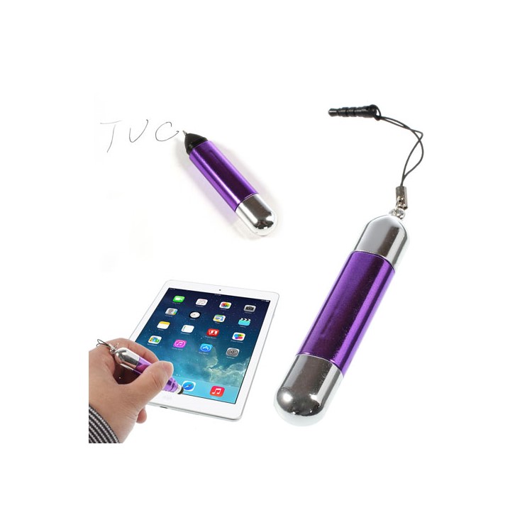 Short Stick Shaped Capacitive Touch Screen Stylus & Ballpoint Pen & Anti-dust Plug - Purple-1