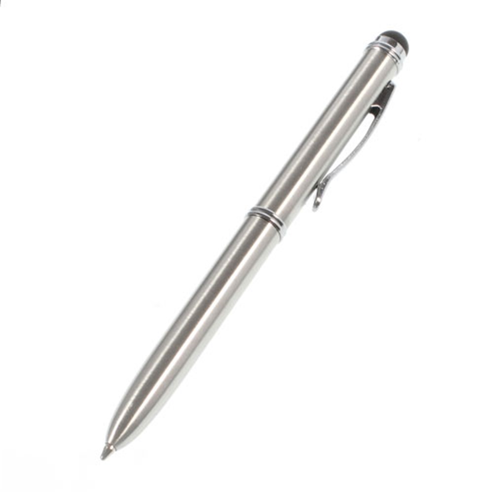 Two-color Ink Ballpoint & Stylus Pen for All Capacitive Touch Screen Devices - Silver-2