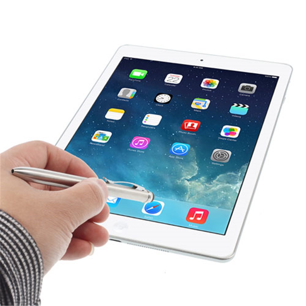 Two-color Ink Ballpoint & Stylus Pen for All Capacitive Touch Screen Devices - Silver-3