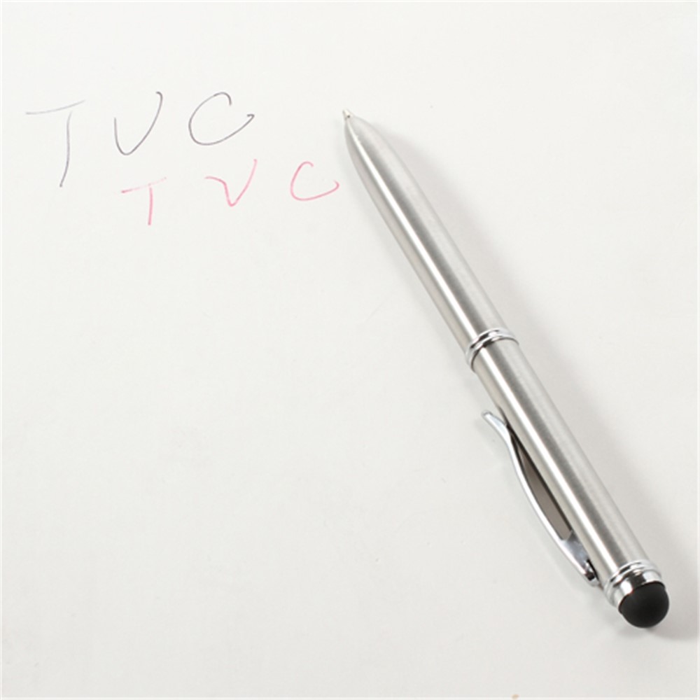 Two-color Ink Ballpoint & Stylus Pen for All Capacitive Touch Screen Devices - Silver-4