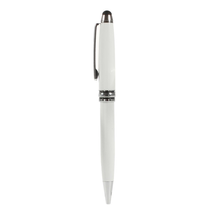 White 2-in-1 Stylus Touch Pen + Ballpoint Pen for iPhone 6 iPad Samsung Sony HTC-2