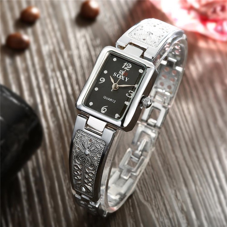 WH0014A Fashion Wrist Bracelet Rectangle Dial Women Quartz Watch - Silver-5