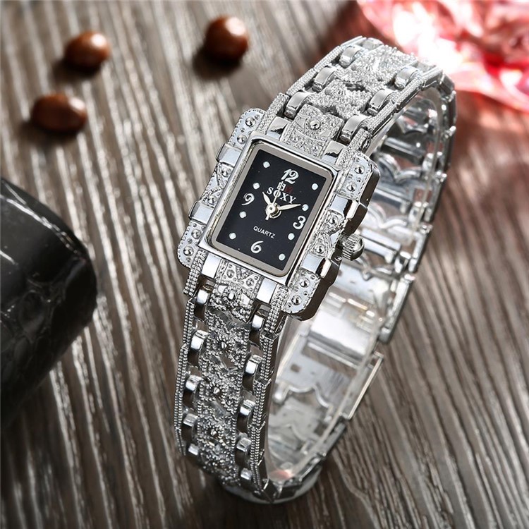 Fashion Collocation Alloy Quartz Wrist Watch for Women - Black-4