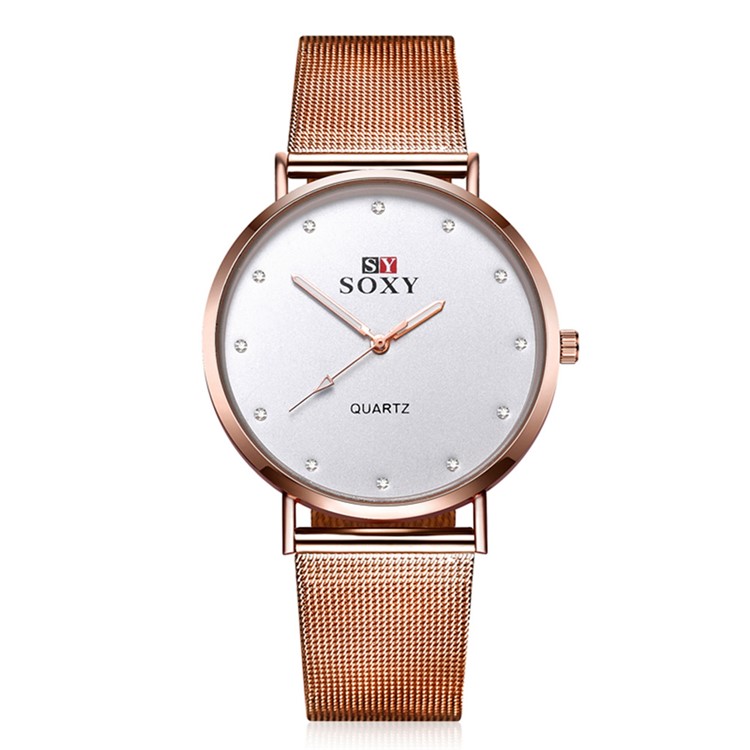 Business Style Ultra Thin Quartz Lady Watch Diamond Scale (WH0079-Z) - Rose Gold-1
