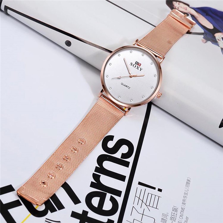 Business Style Ultra Thin Quartz Lady Watch Diamond Scale (WH0079-Z) - Rose Gold-4