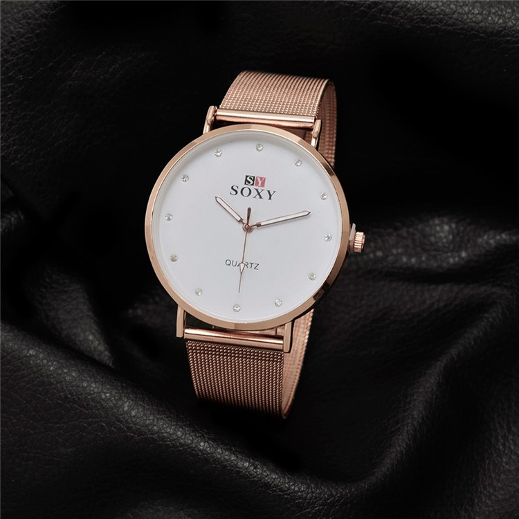 Business Style Ultra Thin Quartz Lady Watch Diamond Scale (WH0079-Z) - Rose Gold-6