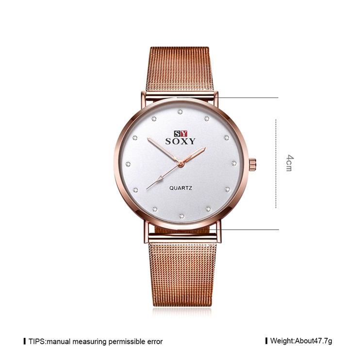Business Style Ultra Thin Quartz Lady Watch Diamond Scale (WH0079-Z) - Rose Gold-7