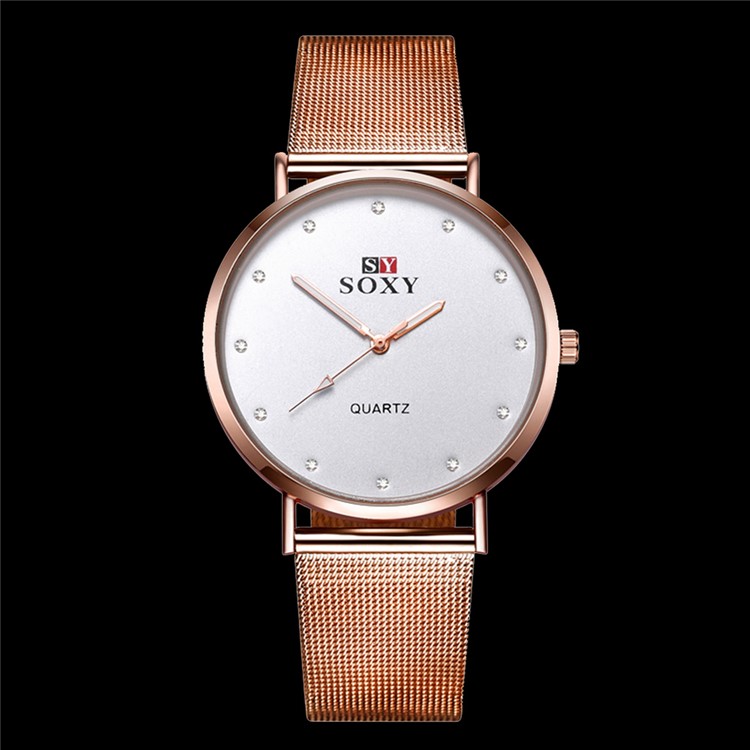 Business Style Ultra Thin Quartz Lady Watch Diamond Scale (WH0079-Z) - Rose Gold-8