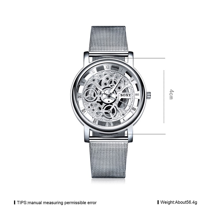 WH0082-H Luxury Hollow Dial Alloy Mechanical Wrist Watch for Men - Silver-7