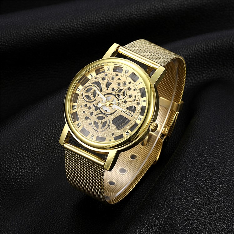 WH0082-J Luxury Hollow Dial Alloy Mechanical Men Wrist Watch - Gold-6
