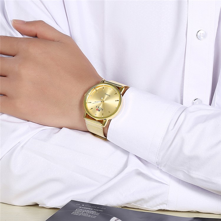 Business Style Thin Alloy Band Men Quartz Watch Wristwatch (WH0085-J) - Gold-3