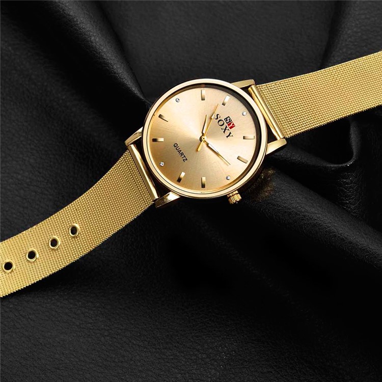 Business Style Thin Alloy Band Men Quartz Watch Wristwatch (WH0085-J) - Gold-5