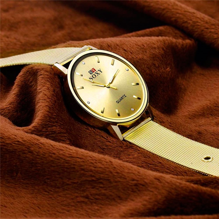 Business Style Thin Alloy Band Men Quartz Watch Wristwatch (WH0085-J) - Gold-6