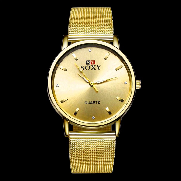 Business Style Thin Alloy Band Men Quartz Watch Wristwatch (WH0085-J) - Gold-8