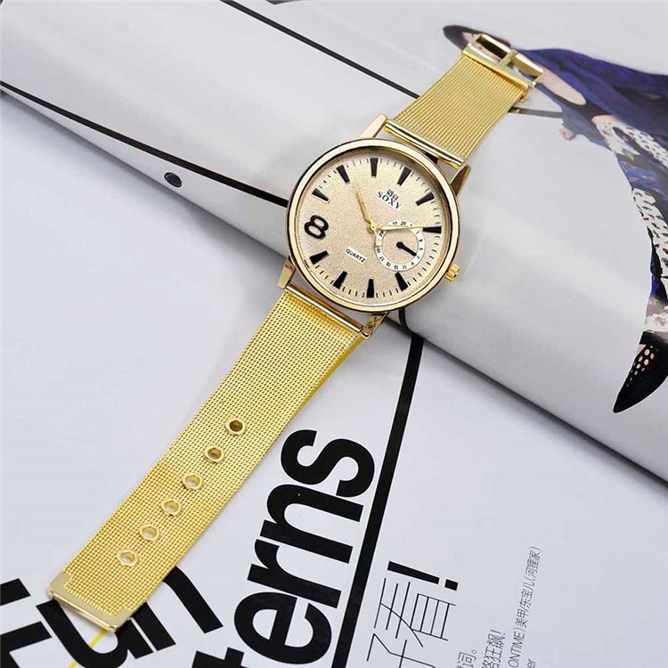 Thin Business Style Men Quartz Watch Wristwatch with Alloy Band (WH0088-J) - Gold-4