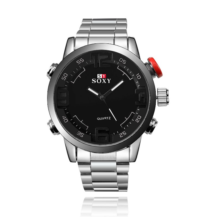 Sport Style Quartz Men Watch Wristwatch with Alloy Band (WH0095-H) - Silver-1