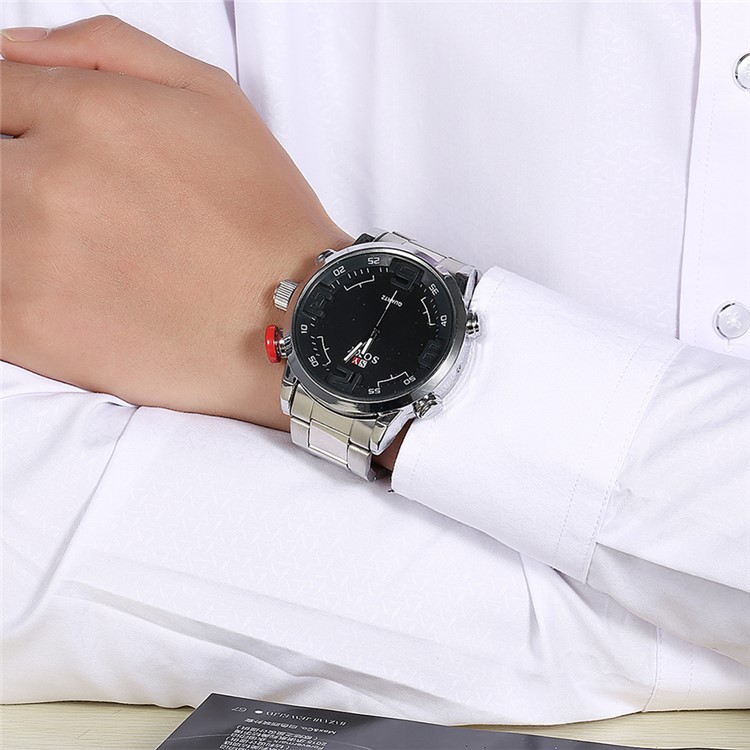 Sport Style Quartz Men Watch Wristwatch with Alloy Band (WH0095-H) - Silver-3