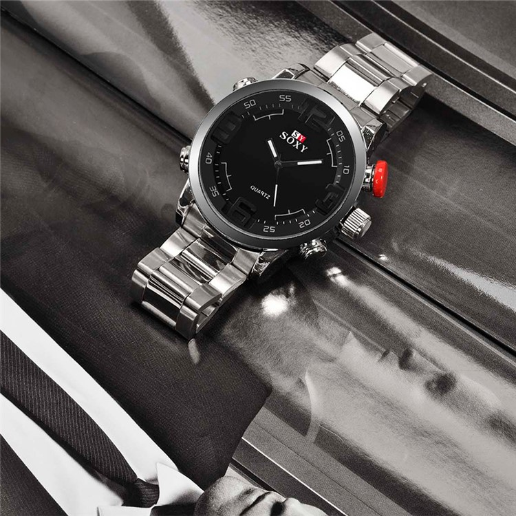 Sport Style Quartz Men Watch Wristwatch with Alloy Band (WH0095-H) - Silver-4