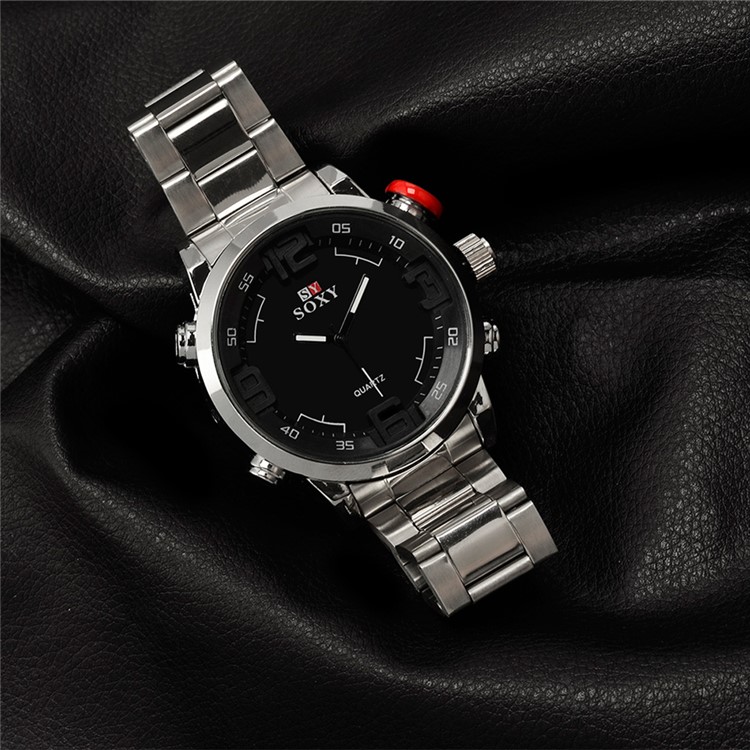 Sport Style Quartz Men Watch Wristwatch with Alloy Band (WH0095-H) - Silver-5