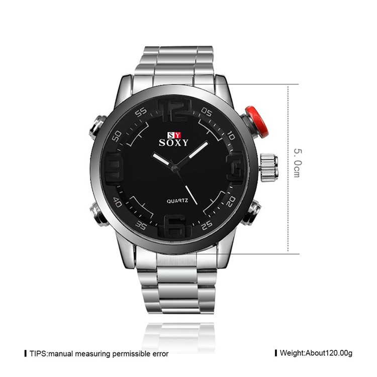 Sport Style Quartz Men Watch Wristwatch with Alloy Band (WH0095-H) - Silver-7