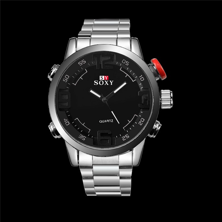 Sport Style Quartz Men Watch Wristwatch with Alloy Band (WH0095-H) - Silver-8