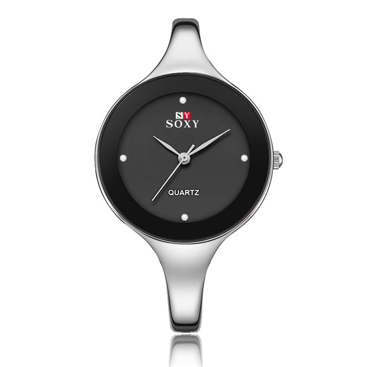 Women Alloy Band Round Shape Quartz Wrist Watch - Black-1