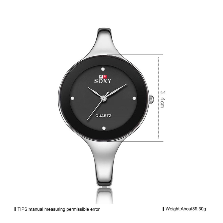 Women Alloy Band Round Shape Quartz Wrist Watch - Black-7