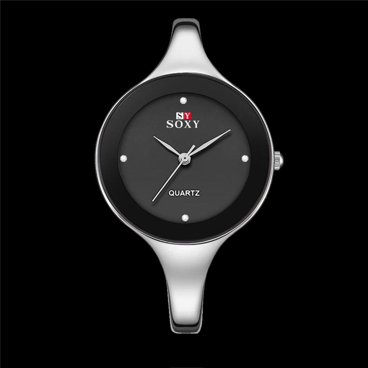 Women Alloy Band Round Shape Quartz Wrist Watch - Black-8