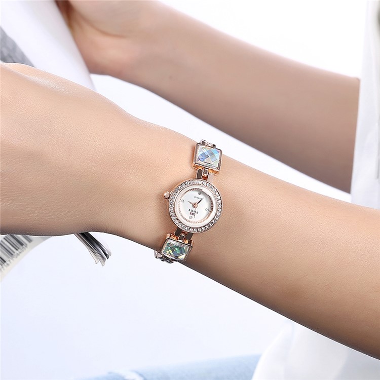 Trendy Rhinestones Alloy Quartz Chain Wrist Watch (WH0097-Z) for Women - Rose Gold-2