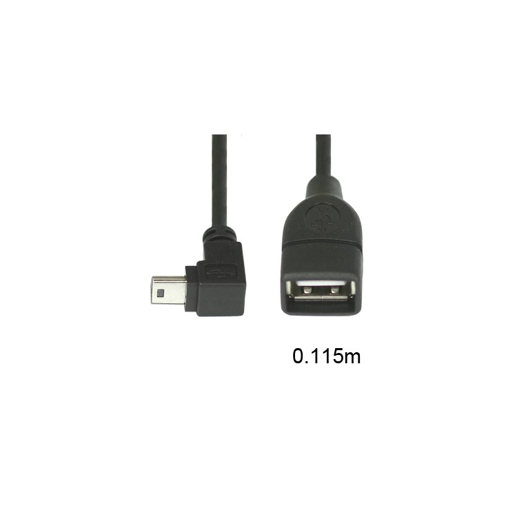 Mini USB Male to USB 2.0 Female Adapter Cable Down Angle 90 Degree,Length:11.5cm-1