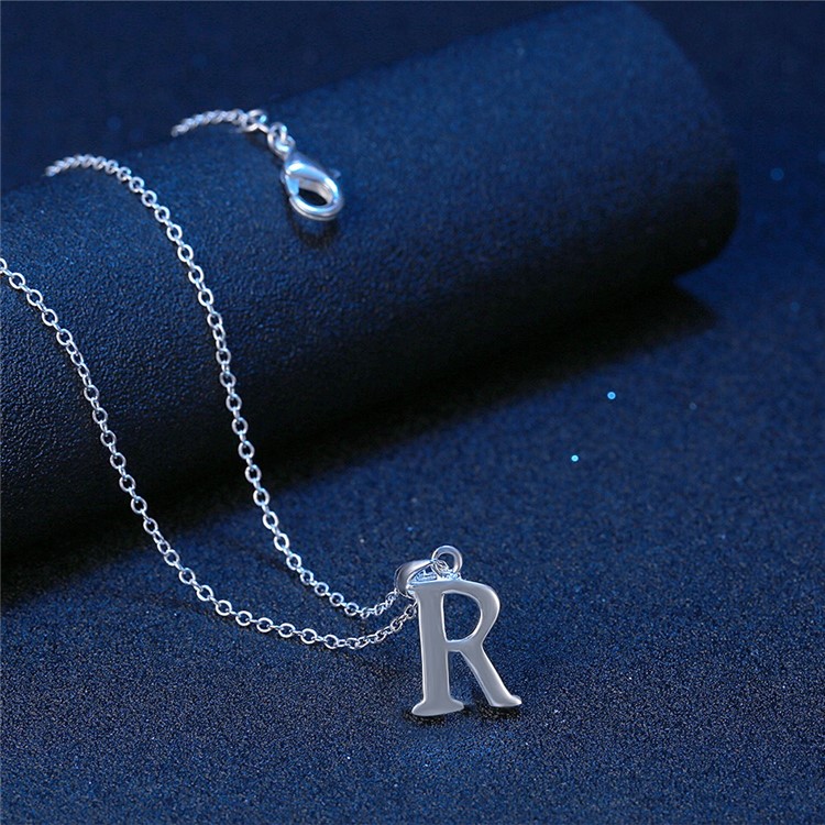 Lknspcn981 Fashion Copper Silver Plated Letter Pendant Necklaces For Lknspcn981 Fashion Copper Silver Plated Letter Pendant Necklaces For Boy And Girl R