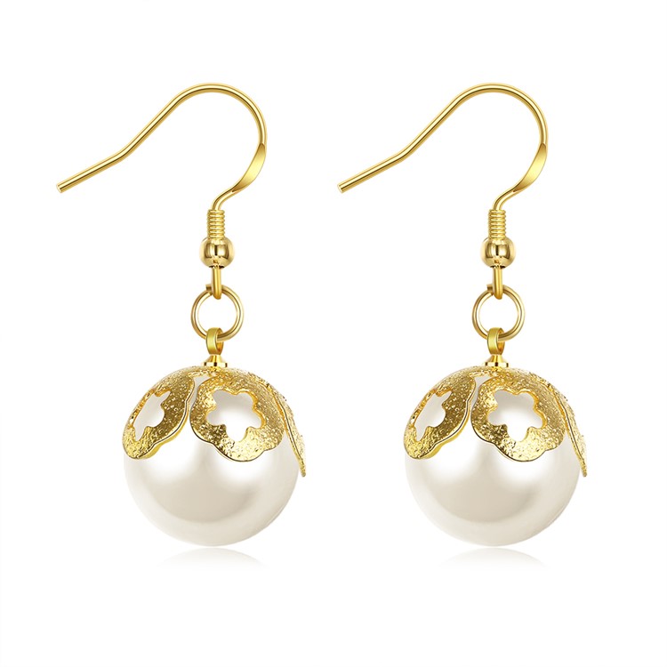 Yw Lxe018 Latest Fashion Ball Imitation Gold Plated Petal Nice Women Yw Lxe018 Latest Fashion Ball Imitation Gold Plated Petal Nice Women Las Drop Earrings With Pearl Decor Tvc Mall
