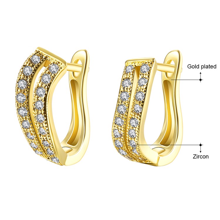 Ake153 Double Row Zircon Decor Gold Plated Nice Earrings Ake153 Double Row Zircon Decor Gold Plated Nice Earrings For Women Las Tvc Mall