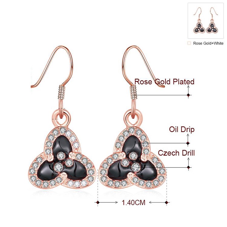 E1045 B Delicate Rose Gold Plated Clover Shaped Nice Fashion Drop E1045 B Delicate Rose Gold Plated Clover Shaped Nice Fashion Drop Earrings For Women Tvc Mall
